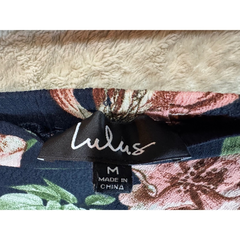 Lulus Navy Blue Floral Maxi Skirt High Waisted Tulip Slit M - Picture 4 of 6